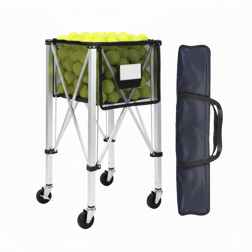 Milestone Sports Tennis Ball Basket Cart Foldable Pickleball Storage Cart for Clubs Playrooms|Sporting Goods|Tennis & Racquet Sports|Tennis|Training Aids